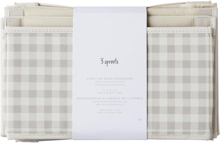 3 Sprouts - Hängeorganizer Tür Organizer - Ideal für Ordnung im Bad und Kinderzimmer - Gingham Beige
