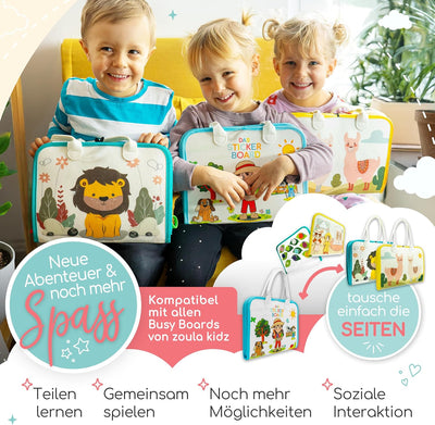 zoula kidz® Stickerbuch ab 3 Jahre - hochwertige, Wiederverwendbare Sticker ohne Klebstoff - Sticker