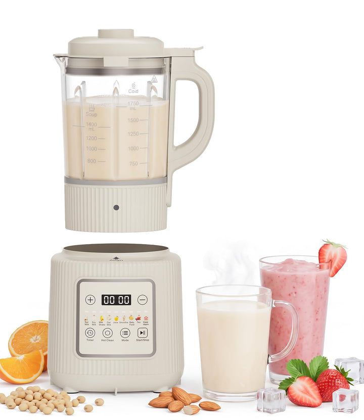 Nussmilch Maschine 11-in-1, 1,75L Automatisch Sojamilchbereiter, Für Selbstgemachte Pflanzenmilch, H