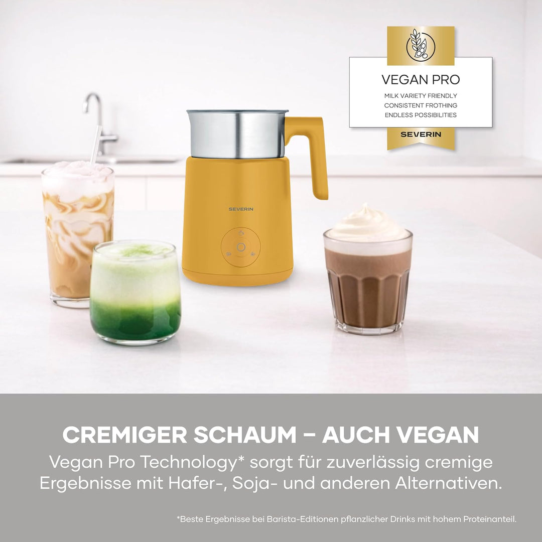 Severin Induktions-Milchaufschäumer, elektrischer Milchschäumer mit Edelstahlbehälter, kaltes und wa