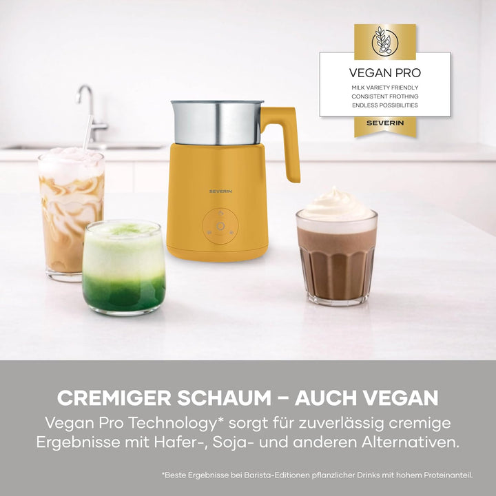 Severin Induktions-Milchaufschäumer, elektrischer Milchschäumer mit Edelstahlbehälter, kaltes und wa