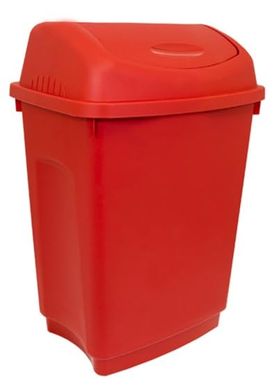 RS PRO Kunststoff Mülleimer 50L Rot mit Klapp T 330 mm H. 600 mm B. 410mm Deckel