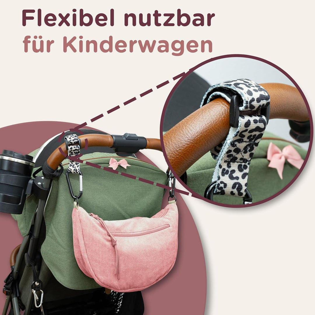 Jubi® Wickeltasche Moon Bag aus Cord Pink – Kinderwagenorganizer mit Kinderwagenbefestigung, Crossbo
