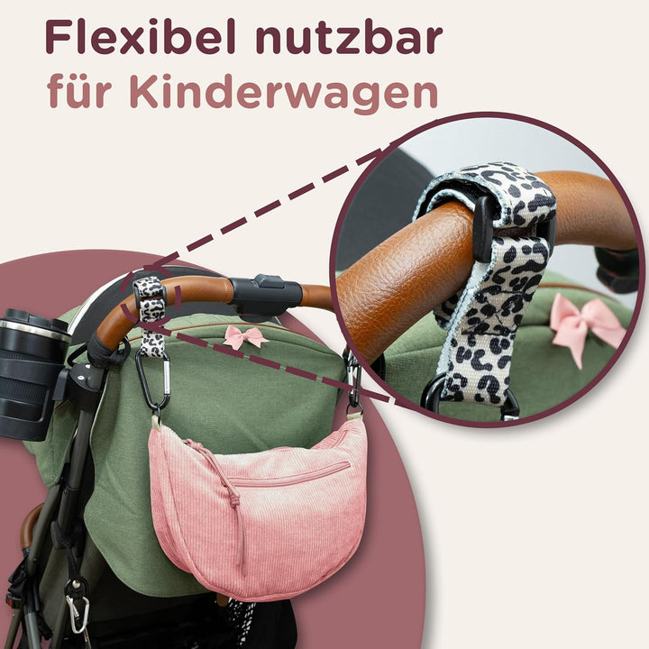 Jubi® Wickeltasche Moon Bag aus Cord Pink – Kinderwagenorganizer mit Kinderwagenbefestigung, Crossbo
