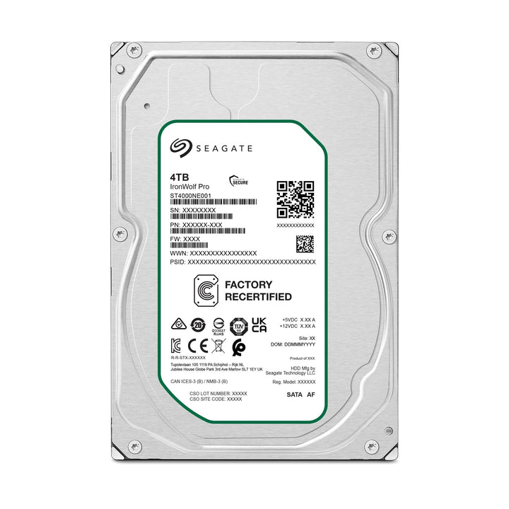Seagate IronWolf Pro 4 TB ST4000NE001 NAS interne Festplatte, CMR 3,5 Zoll, SATA 6 Gb/s 7.200 U/min,