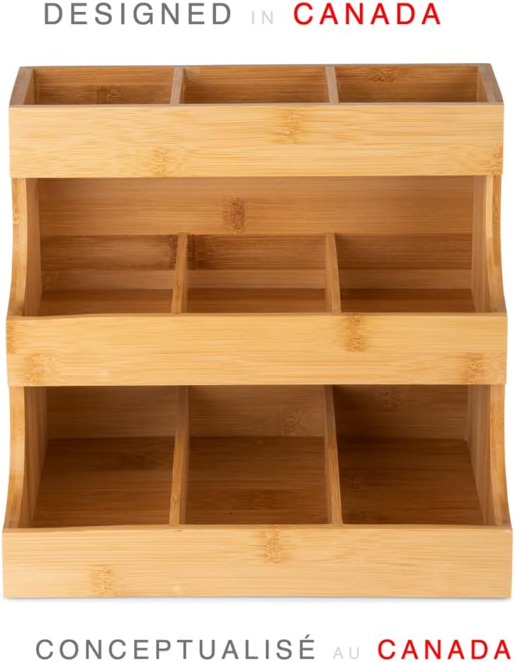 THEODORE Vertikaler Teebeutelorganizer aus Bambus Teebeutelhalter–Fasst 180 Teebeutel. Teebox aus Ho