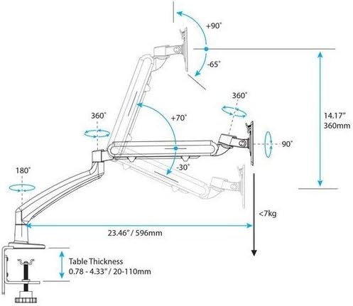 Startech.Com Supporto Slim per Monitor Lcd Led Schermo Display, Braccio Regolabile in Altezza con Si