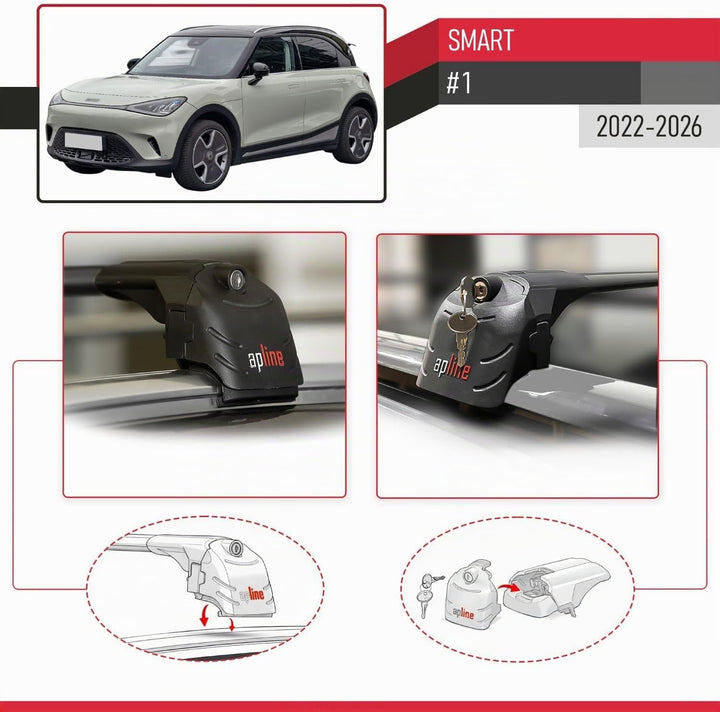 acpar Kompatibel mit Smart #1 2022-2023 Relingträger ACE-2 Dachträger Gepackträger SCHWARZ