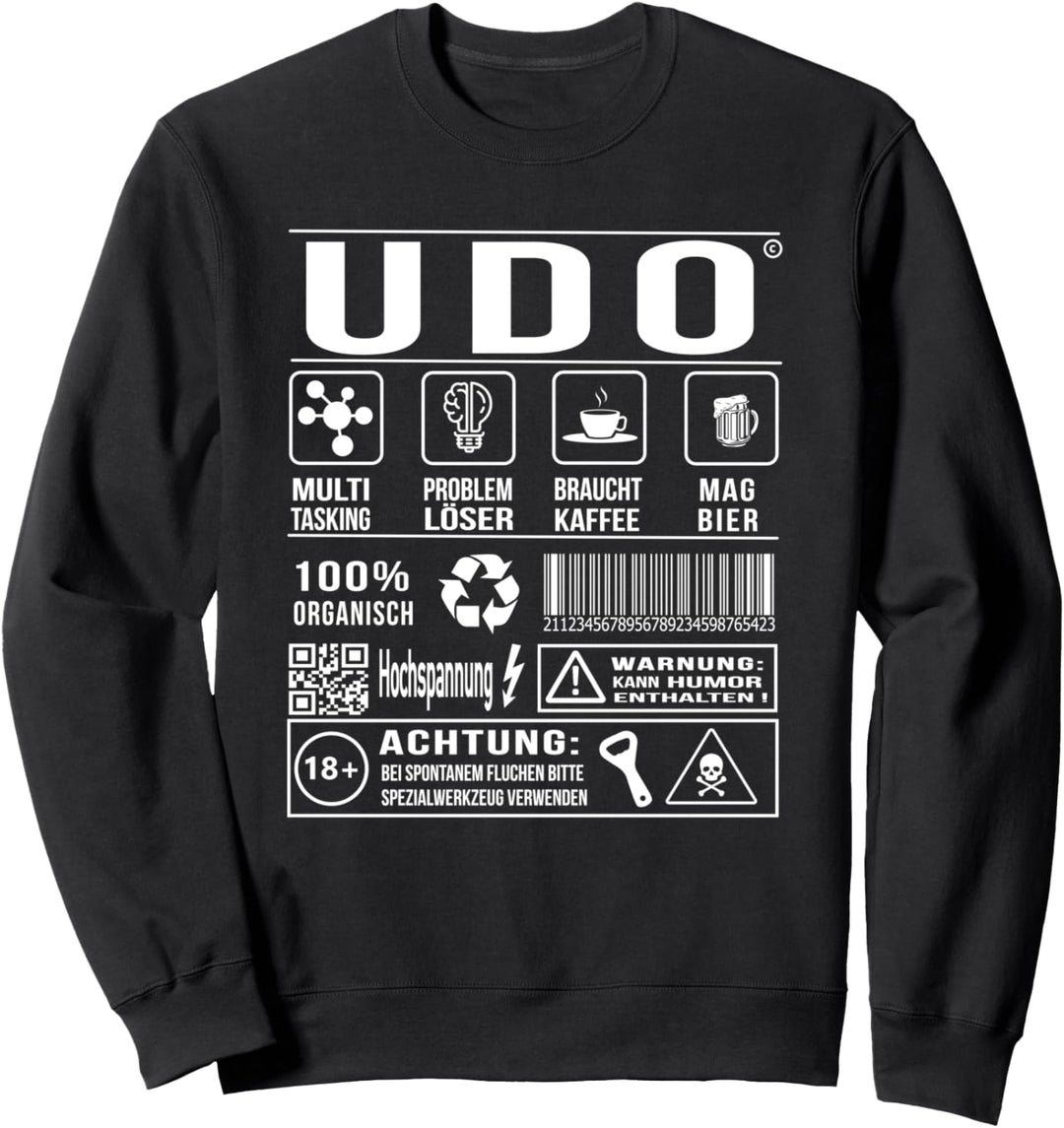 Vorname Udo Lustiger Spruch Humor Sweatshirt
