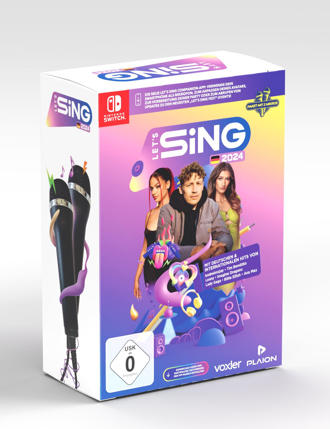 Let's Sing 2024 German Version (+ 2 Mics) (Nintendo Switch) Nintendo Switch Spiel + 2 Mikrofone, Nin