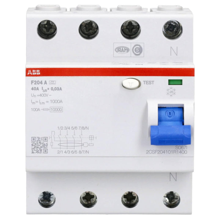 ABB F200 RCCB, 4-polig, 40A, 30mA Typ A CE 400V ac Single, Single