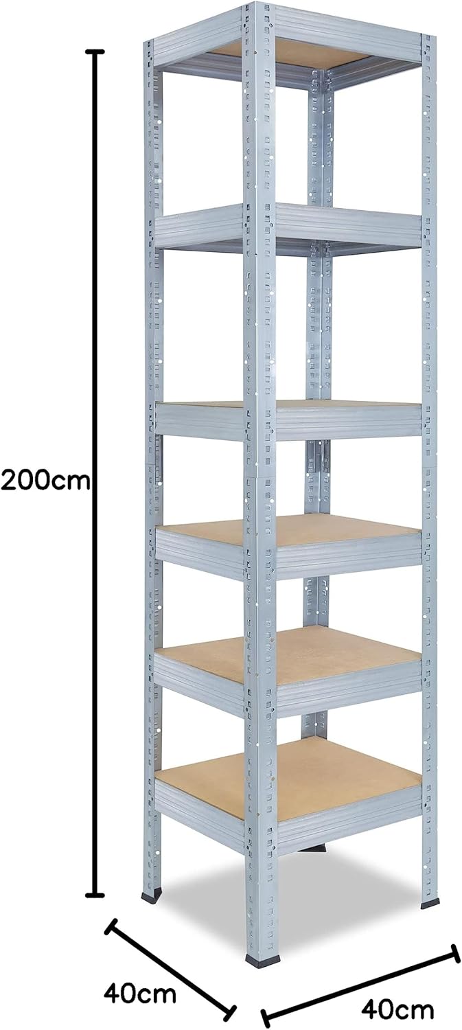 shelfplaza® 200x40x40cm Profi Schwerlastregal verzinkt/Metallregal mit 6 Böden à 166kg Tragkraft/Kel