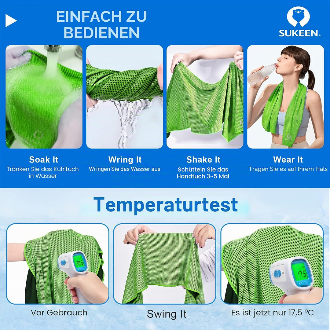 Sukeen Kühltuch Set, kühlendes Handtuch Kühltücher Hals, Handtuch kühlend, Cooling Towel, Kühltücher