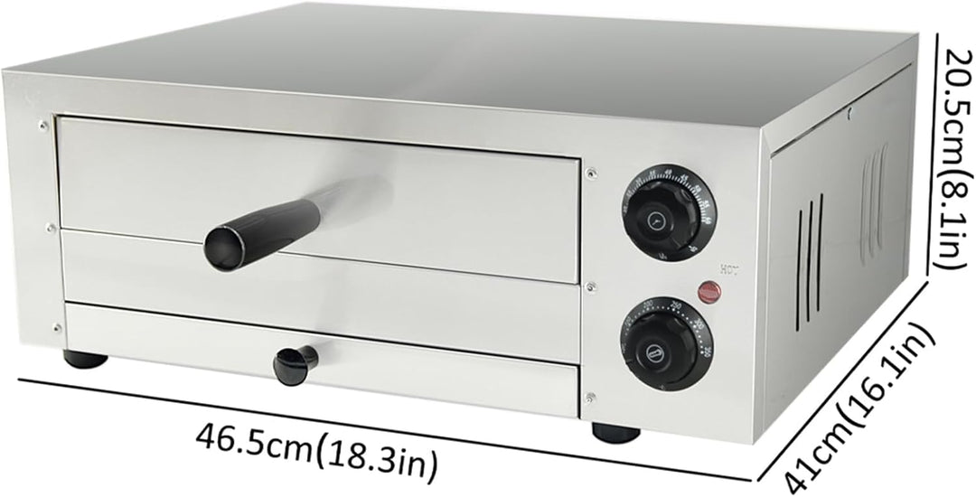 TAIMIKO Pizzaofen elektrisch,Mini Backofen 12‘’ grosse Professioneller Elektrischer Pizzaofen 1 Kamm