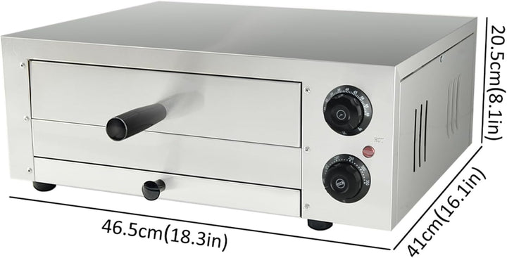 TAIMIKO Pizzaofen elektrisch,Mini Backofen 12‘’ grosse Professioneller Elektrischer Pizzaofen 1 Kamm