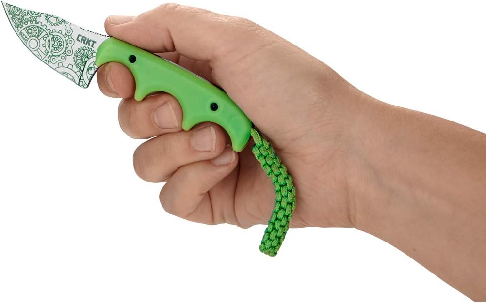 CRKT Unisex – Erwachsene Minimalist Bowie Gears Feststehendes Messer, Grün, 17 cm