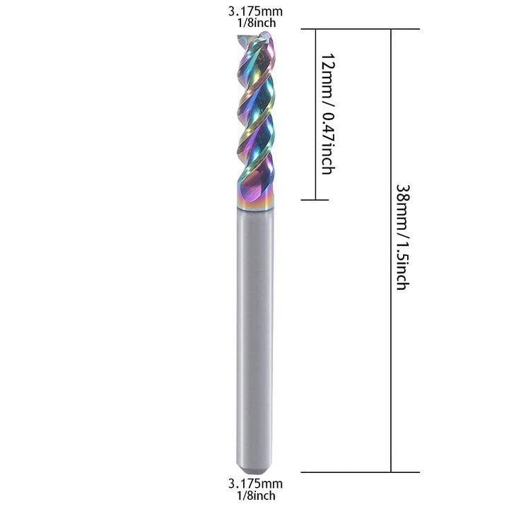 1/8" Hartmetall-quadratische Endfräser für Aluminiumkupferanwendungen, 3-Flöte, 1/8" Schneiddurchmes