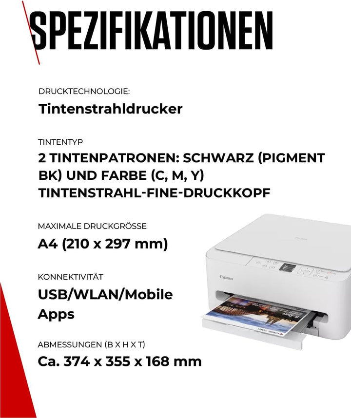 Canon PIXMA TS6550I - WLAN-Multifunktionsdrucker mit Papierkassette und Frontbedienung | Kabelloses