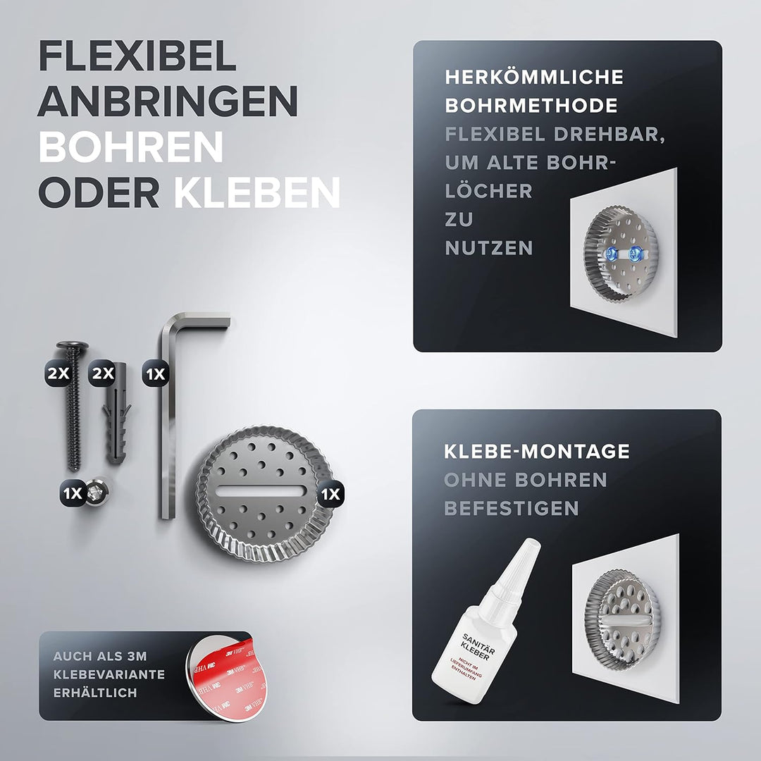 ovimar Handtuchhaken 2er Set Hirstholm zum Bohren aus Edelstahl Silber| als Handtuchhalter | kann au