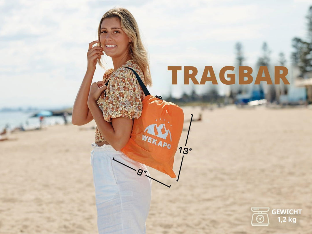 wekapo aufblasbar Air Liege, Blow Up Sofa für Camping, Reisen und Strand, Orange, Orange