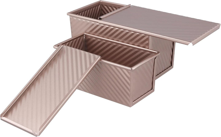 2 Stück Brotbackform Set mit Deckel, Rechteckige Antihaft Kastenform