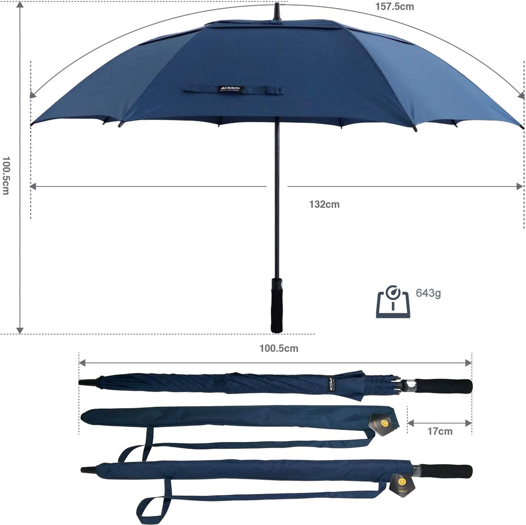 Regenschirm Gross XL/XXL - Sturmfest, Automatisch Öffnend, mit Doppeldach Belüftung - Hochwertiger S