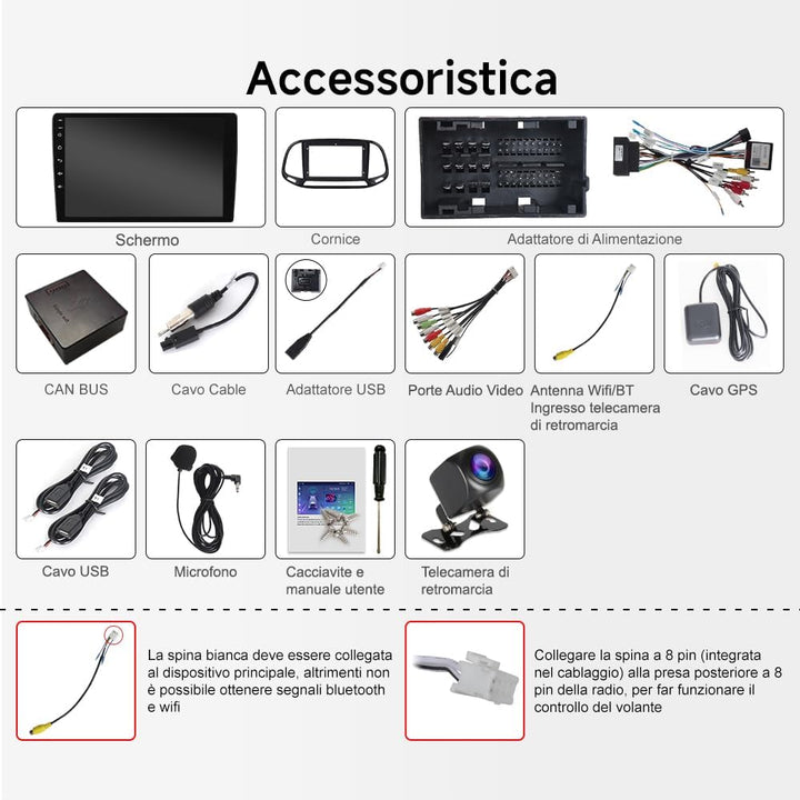 ACAVICA Android Autoradio Upgrade für FIAT Doblo 2015-2019, mit 9" 1280×720 HD IPS Wireless Carplay