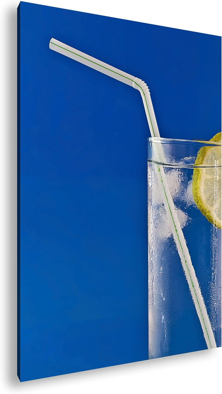 deyoli Cocktailglas mit Strohhalm im Format: 80x60 als Leinwandbild, Motiv fertig gerahmt auf Echtho