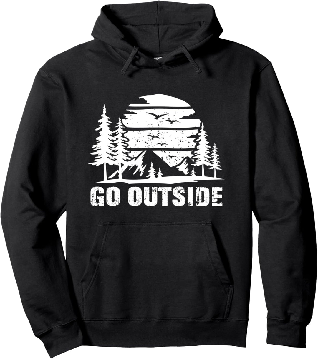 Lustiges Camping und Wandern Go Outside Pullover Hoodie