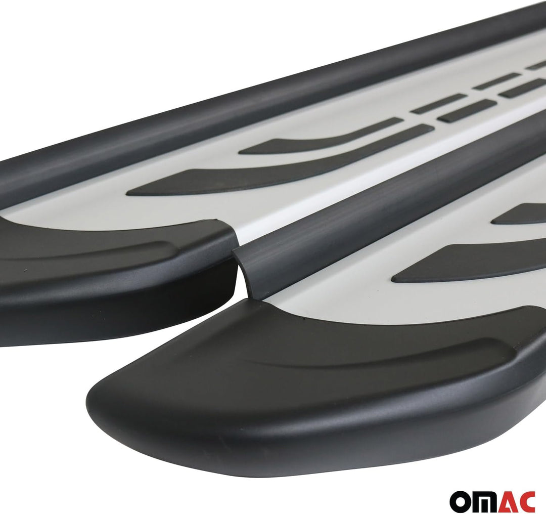 OMAC Trittbretter Schweller Seitenbretter kompatibel mit Honda CR-V 2001-2007 2X Aluminium Silber FA