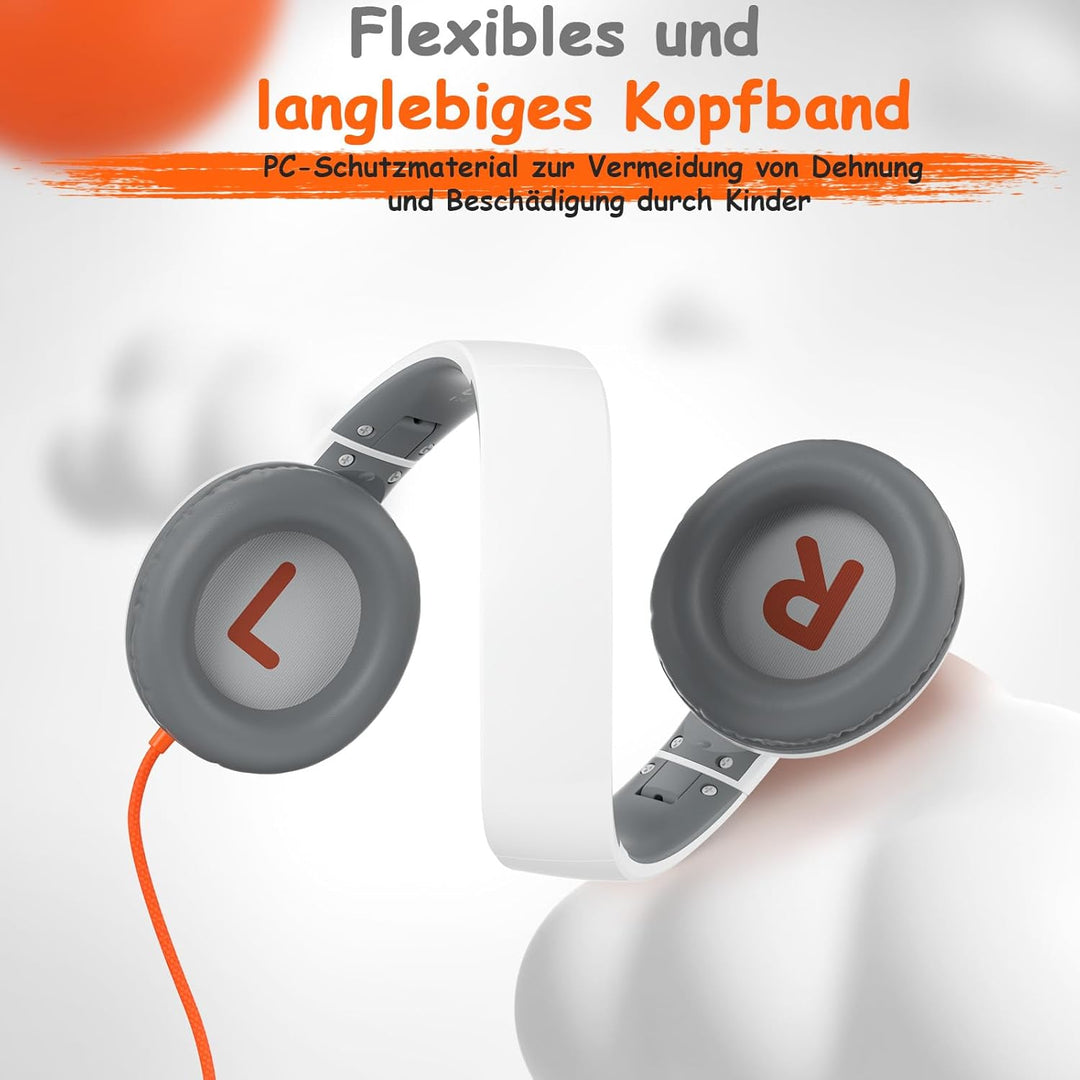 TONOSHARK Kopfhörer für Schulkinder mit Kabel, Klappbar mit Mikrofon & Gehörschutz (85/94 dB). Kinde