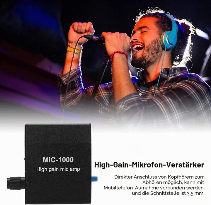 Mikrofonverstärker, Mikrofon-Audioverstärker mit Hoher Verstärkung, 1000-fache Verstärkung, Zubehörs