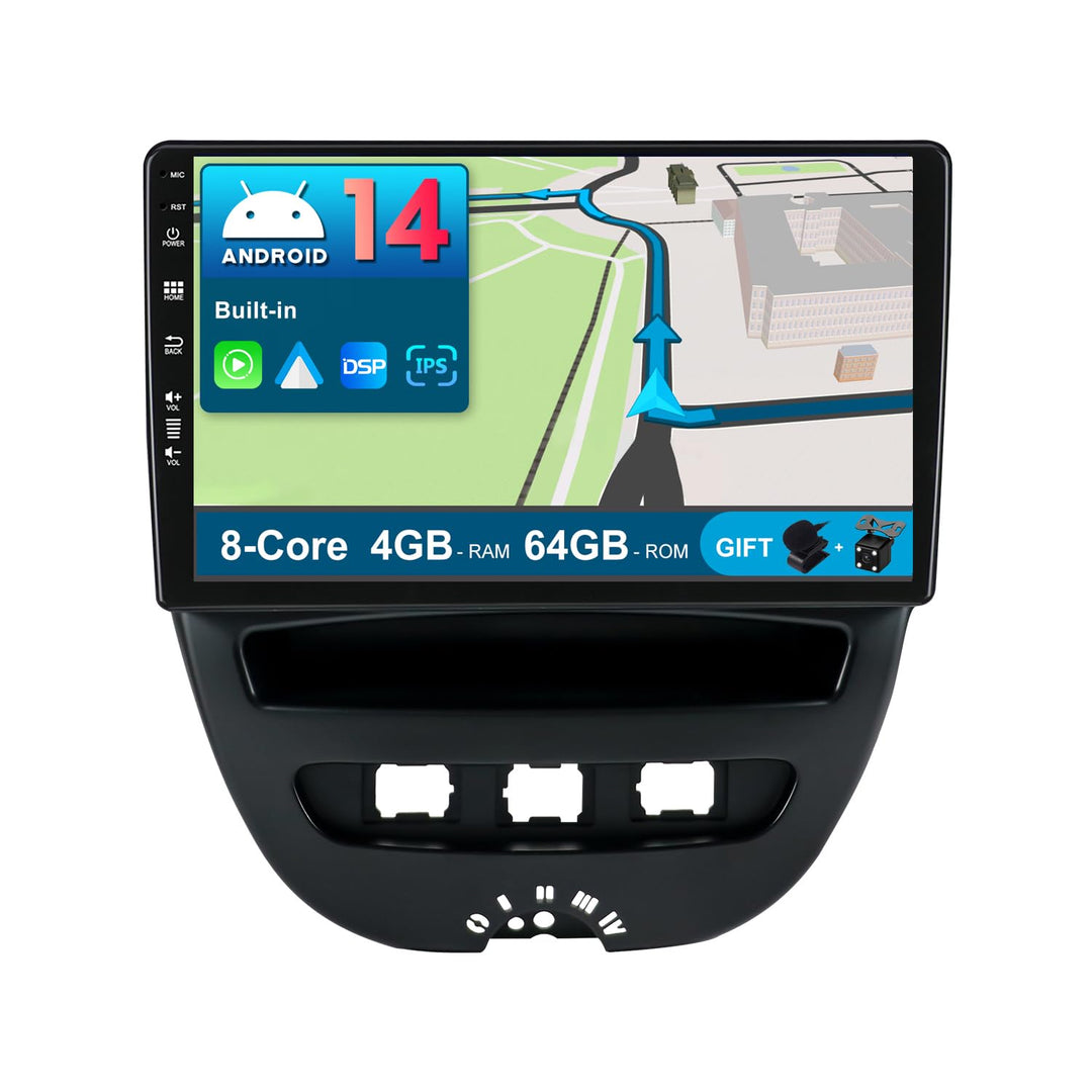JOYX Android 12 IPS Autoradio Passt für Toyota Aygo/Peugeot 107/Citroen C1 (2005-2014) - 4G+64G - Ei