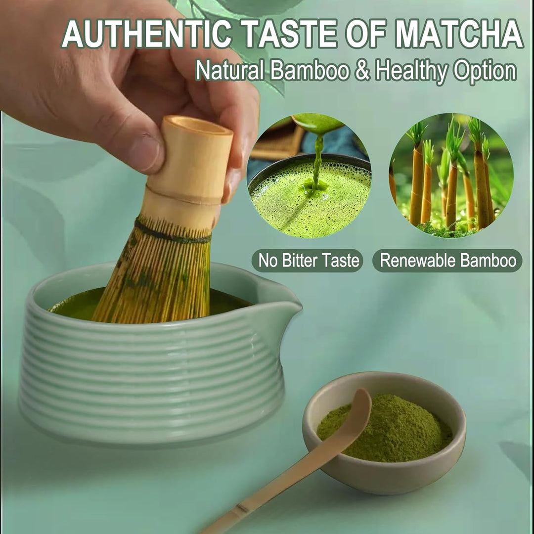 8 Stück Matcha Set,Grüner Matcha Set,Japanisches Tee-Set mit Matcha Besen,Matcha Besen Matcha, Schal