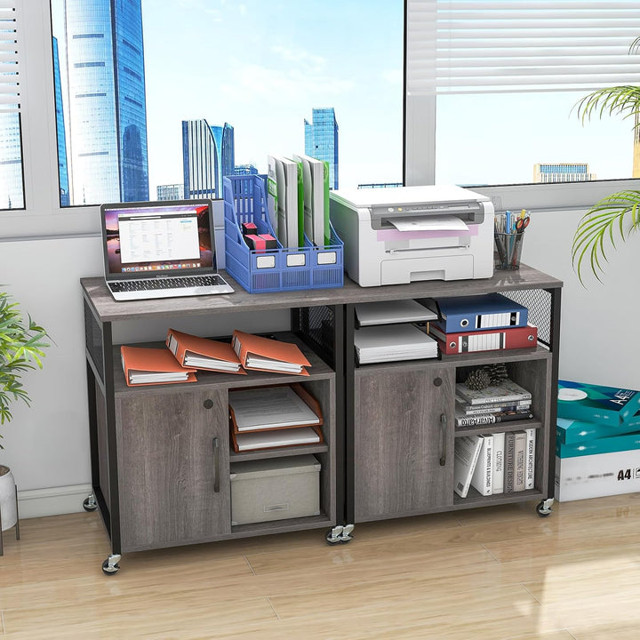 GOPLUS Rollcontainer, mobiler Aktenschrank mit Ladestation & Schloss, Bürocontainer mit verstellbare