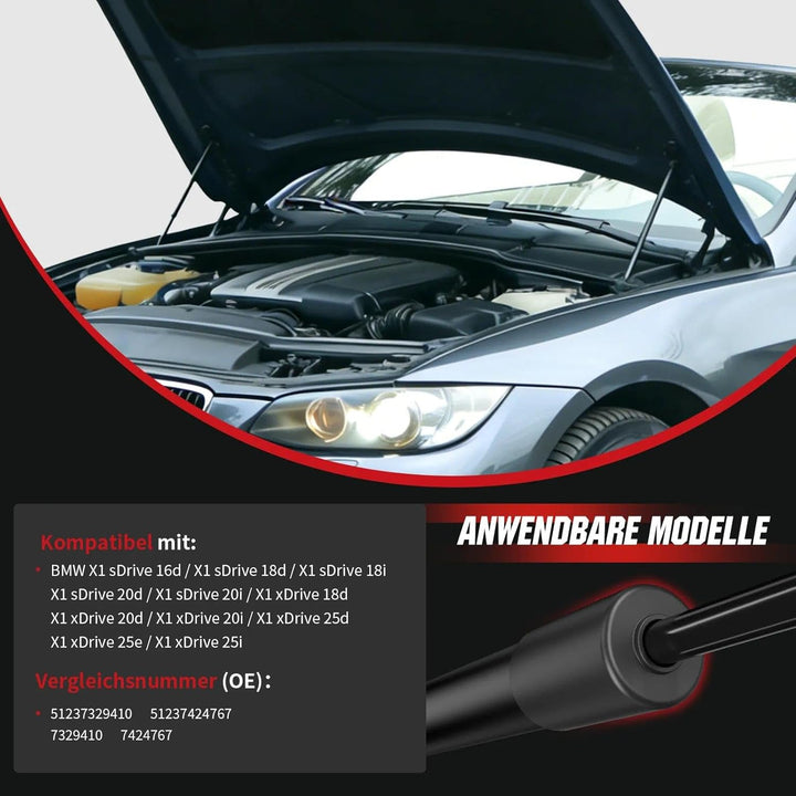 Gasfeder Motorhaube kompatibel mit BMW X1 (verschiedene Modelle), OTUAYAUTO 2 Stück Motorhaubendämpf