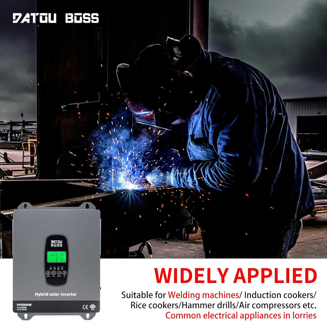 DATOUBOSS 3300W Hybrid Solar Wechselrichter 24V Reiner Sinus, 24V DC auf 230V AC Inverter mit MPPT L