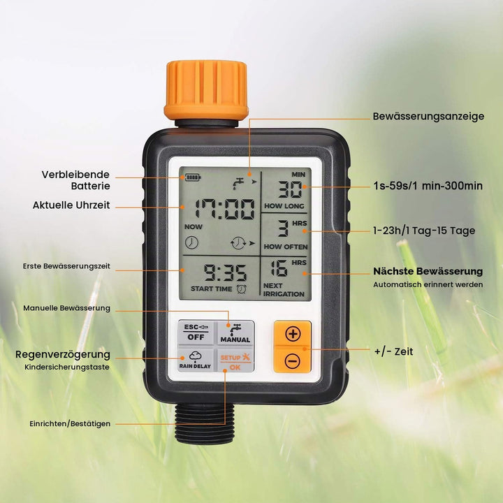 Johgee Garden Bewässerungscomputer IPX5 Bewässerungsuhr Automatisch Wasser Timer Easy Control die Be
