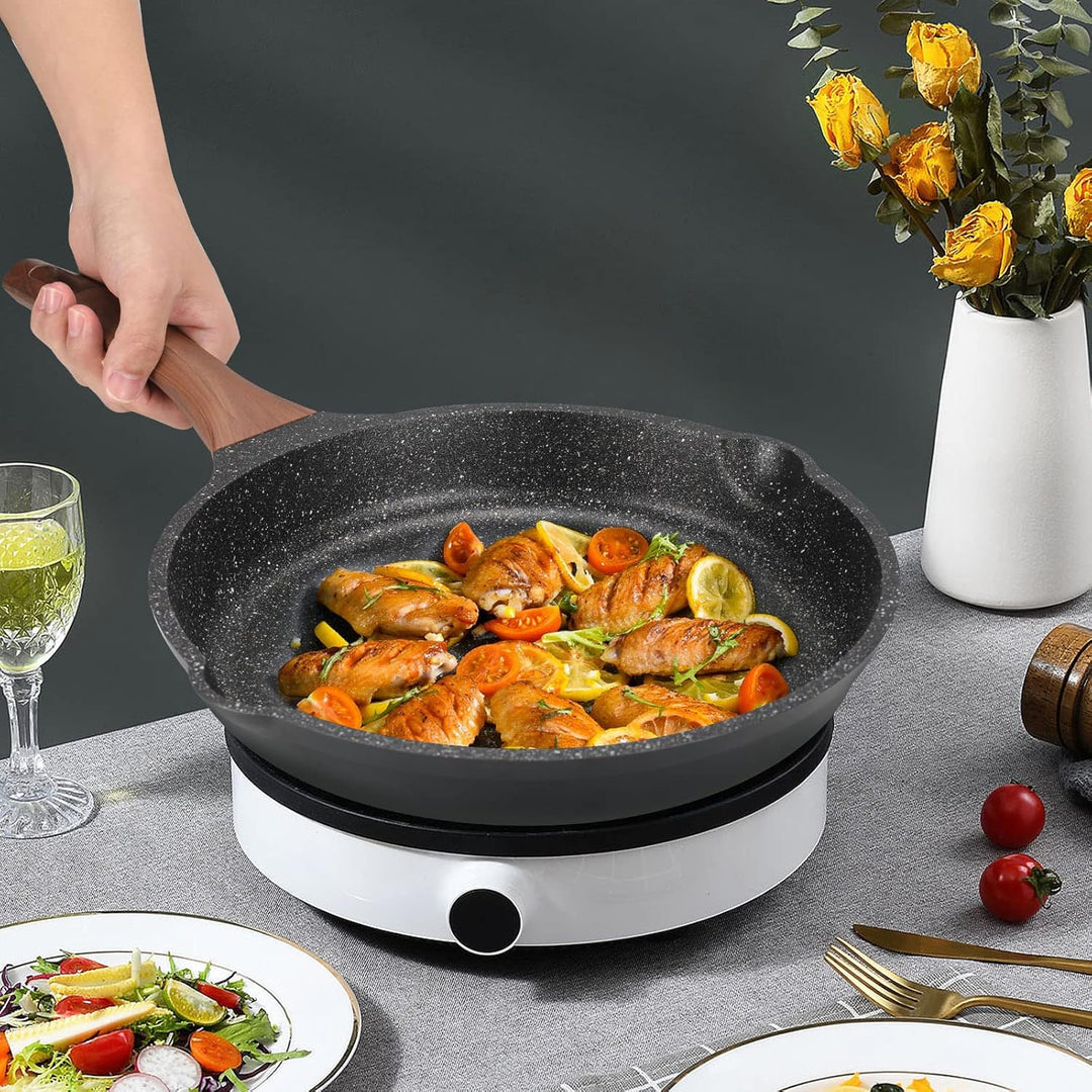 ZUOFENG Antihaft Pfanne Bratpfanne mit Deckel Beschichtet 28cm, Granit Pfannen Nonstick Frying Pan,
