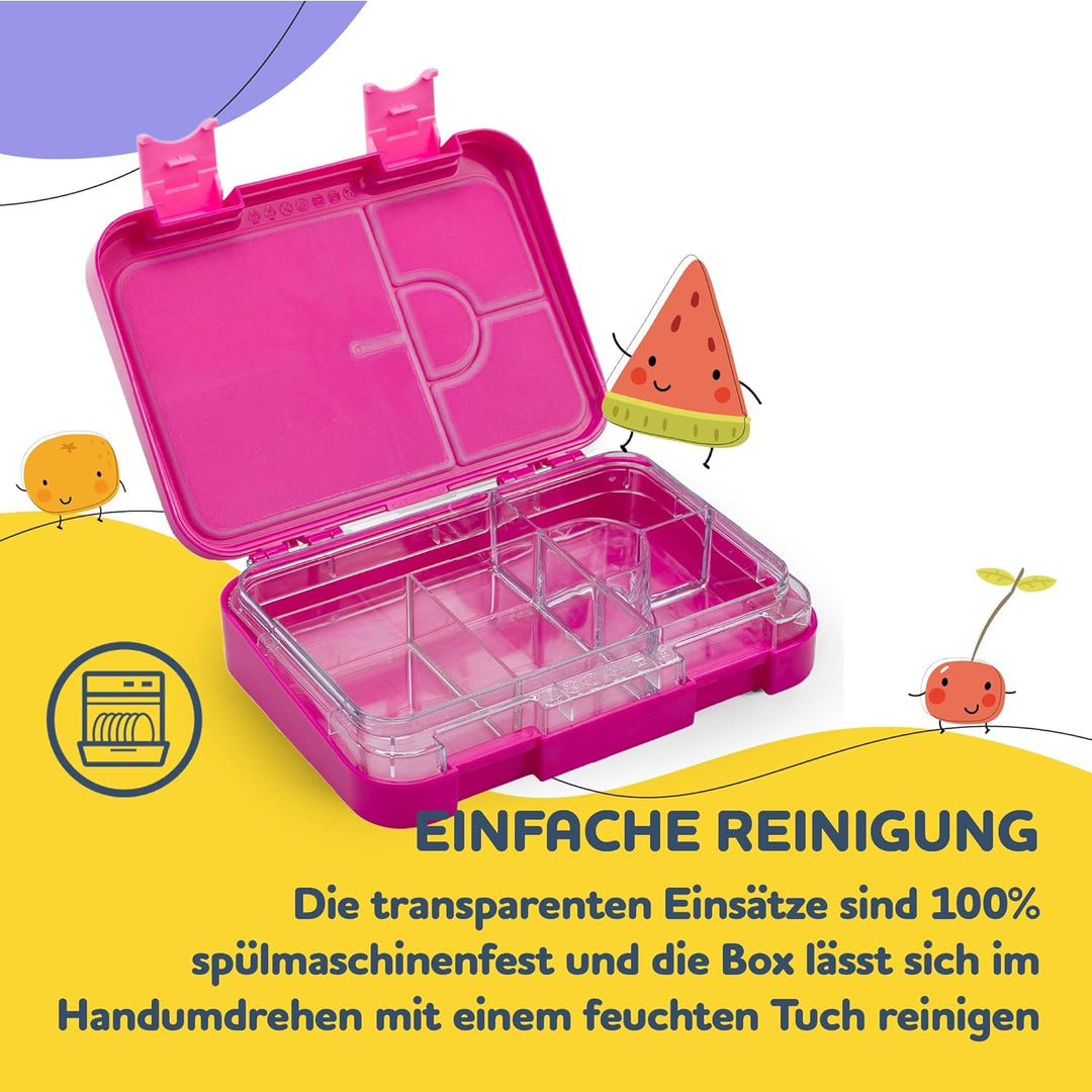 SCHMATZFATZ Junior Brotdose Kinder mit Fächern| BPA Frei Lunchbox Kinder| Bento Box Kinder | Brotbox