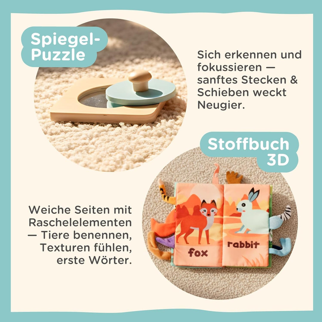Nene Toys Montessori Baby Spielzeug ab 6 Monate – Holz Lernspielzeug für Babys – Objektpermanenz Box