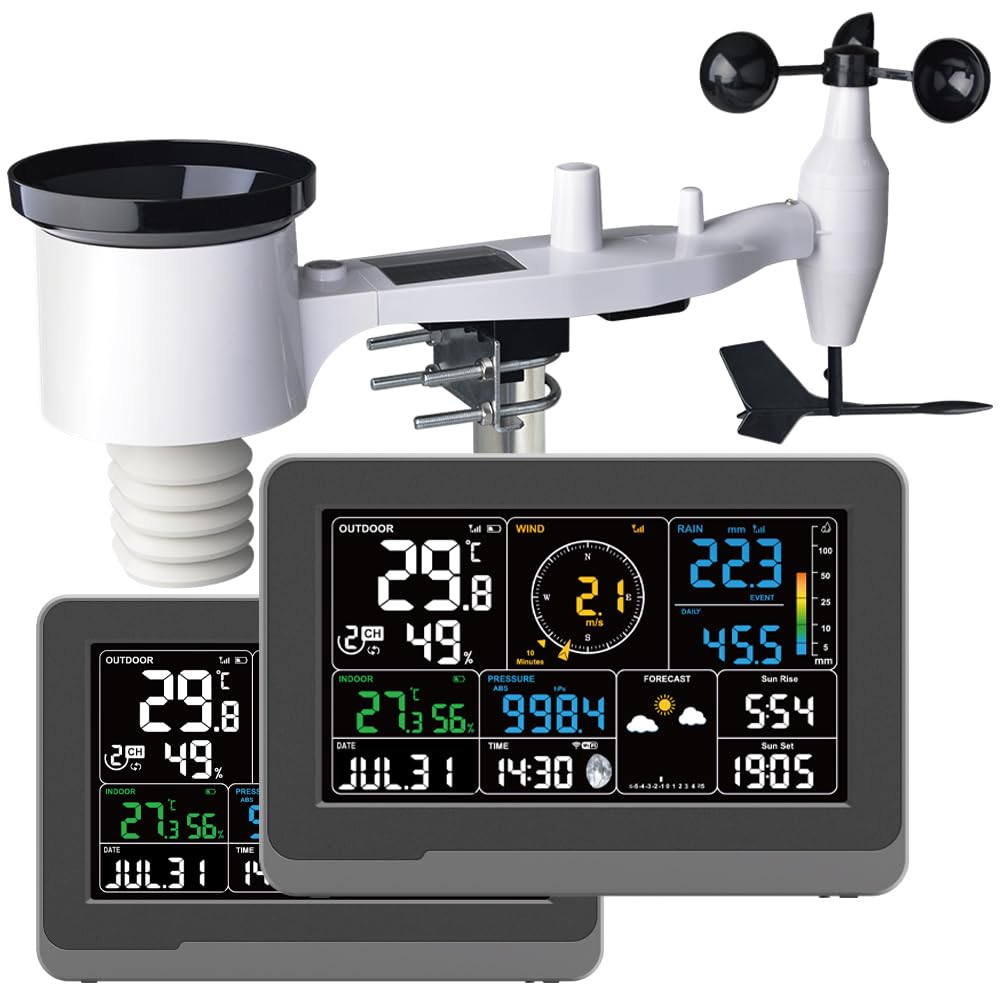froggit WH5000 TWIN (2 Displays) 7-In-1 WiFi Internet Funk-Wetterstation
