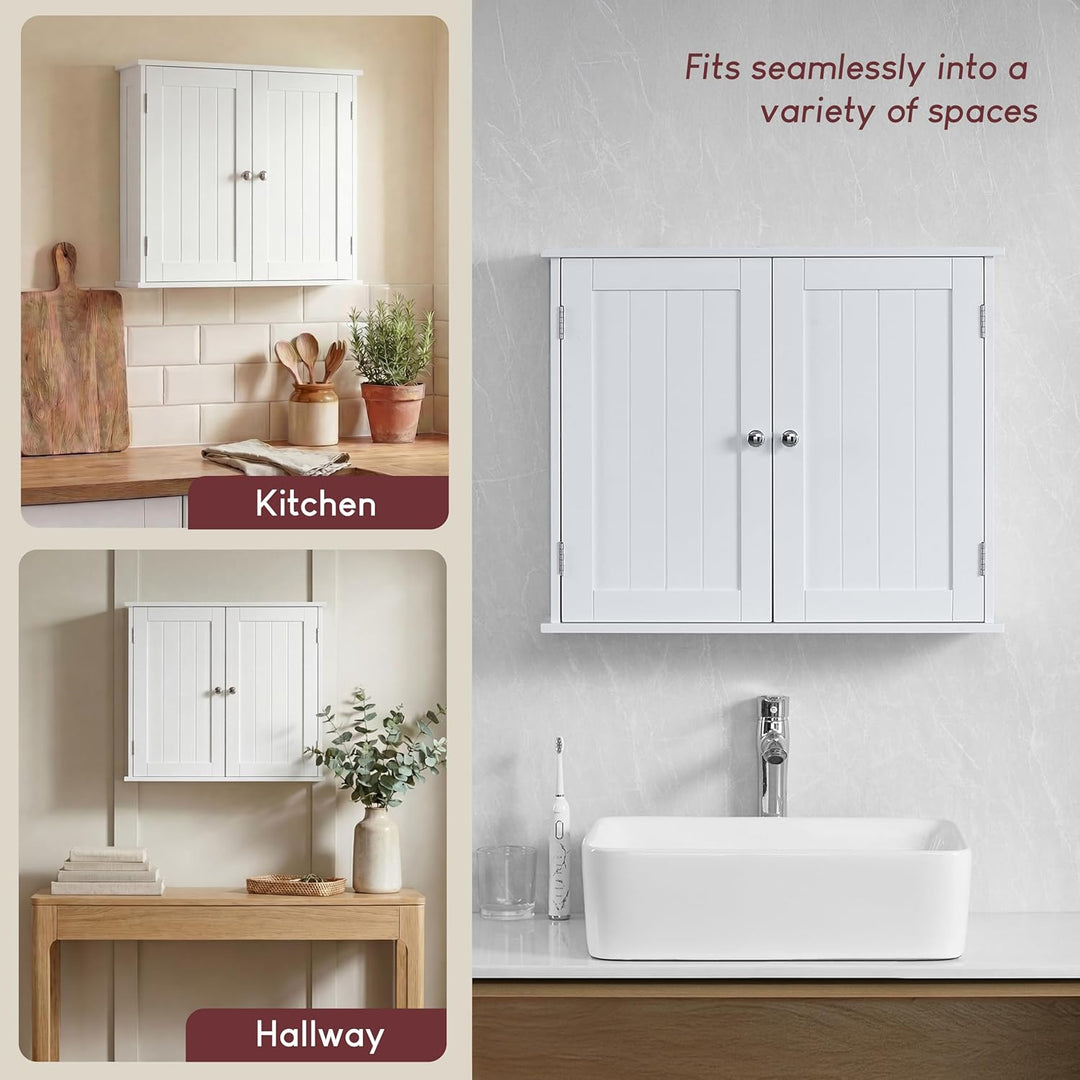 Bath Vida Badezimmerschrank, 2 Türen, Wandmontage, Holz, weiss 15 x 60 x 50 cm Wandmontierter Badezi