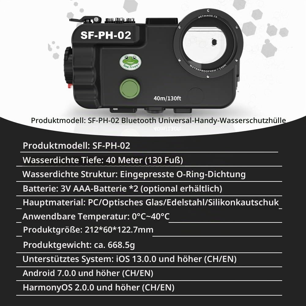 Sea frogs Waterproof Case, 130ft/40m Underwater Full Sealed Cover Snowproof Shockproof Dirtproof IPX