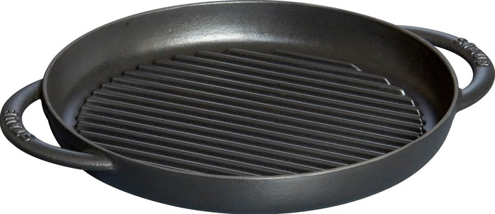 STAUB Gusseisen Grillpfanne mit zwei Griffen, Induktionsgeeignet, rund , 28 cm, schwarz