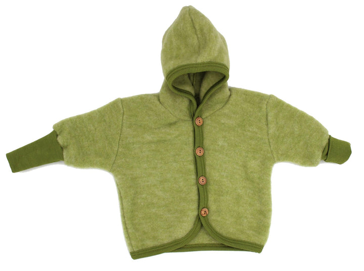 Cosilana Jäckchen mit Kapuze, Grösse 50/56, Farbe Lindgrün melange - Vertrieb nur durch Wollbody®