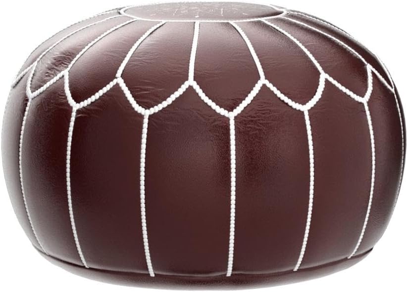 Poufs&Pillows Premium Echt Leder Pouf - Handgefertigt - Gefüllt geliefert - Ottoman, Sitzsack, Fussh