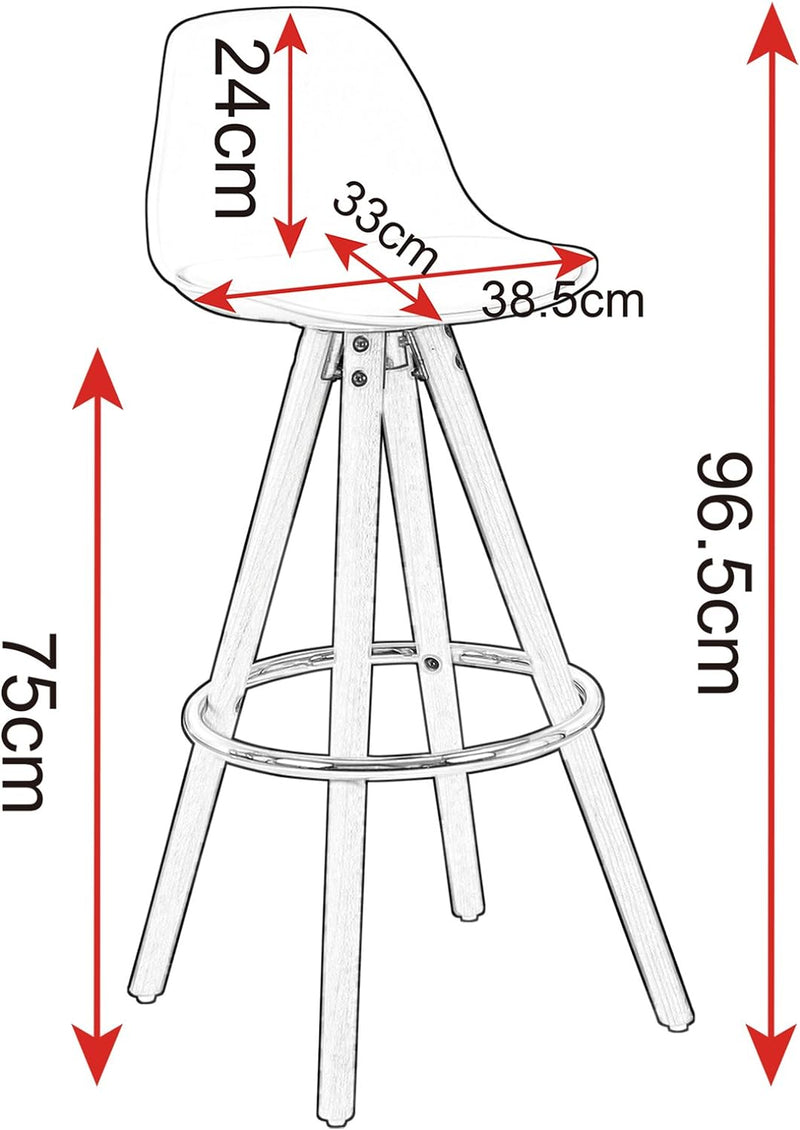 WOLTU® 2 x Barhocker 2er Set Barstuhl aus Leinen Holzgestell mit Lehne + Fussstütze Design Stuhl Küc