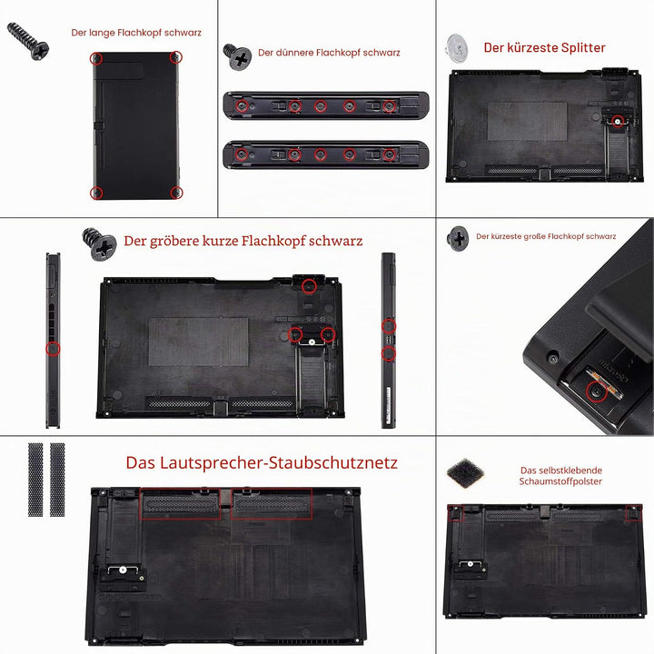 eXtremeRate Hülle Case für Nintendo Switch Joycon/Konsole, Rückgehäuse&amp;Kickstand für Switch Console,