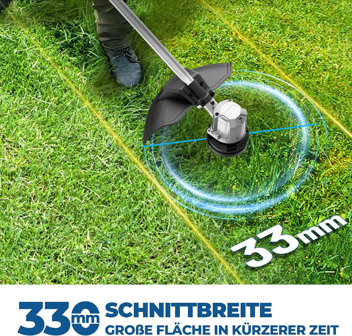 Dong Cheng Akku Rasentrimmer & Kantenschneider 40V, 33cm Schnittbreite | TIPP-Automatik, 2x2,0Ah Akk